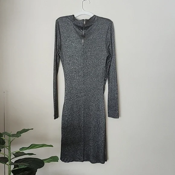 Ted Baker London metallic ruched midi cocktail party dress, date night, evening - Picture 9 of 10